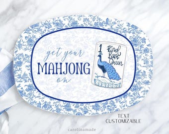 Mahjong Party Platter, Personalized Mahjong Plate, Mother's Day Gift, Mahjong Birthday Gift, Mahjong Tile Gift Idea, Mahj girls Party Decor