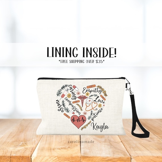 Personalized Nurse Bag, Custom Nurse Gift Wristlet, Staff Gift Ideas, Nurse Cosmetic Bag, Nurse Appreciation Week, Nurse Gifts, Pen Bag