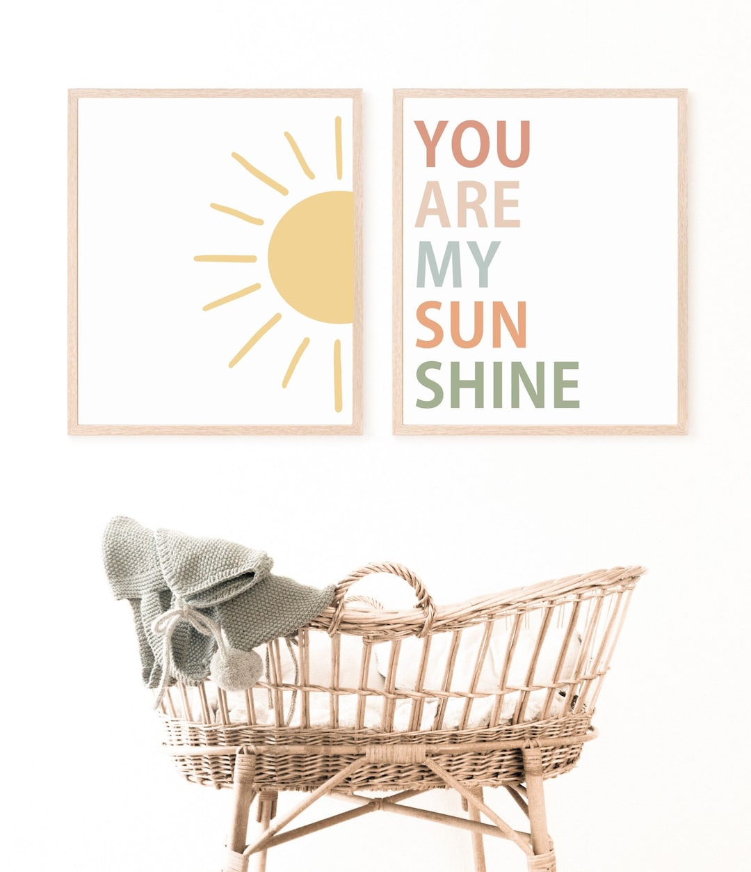 You Are My Sunshine Sign Set, Boho Nursery Wall Decor, Boho Sun Print ...