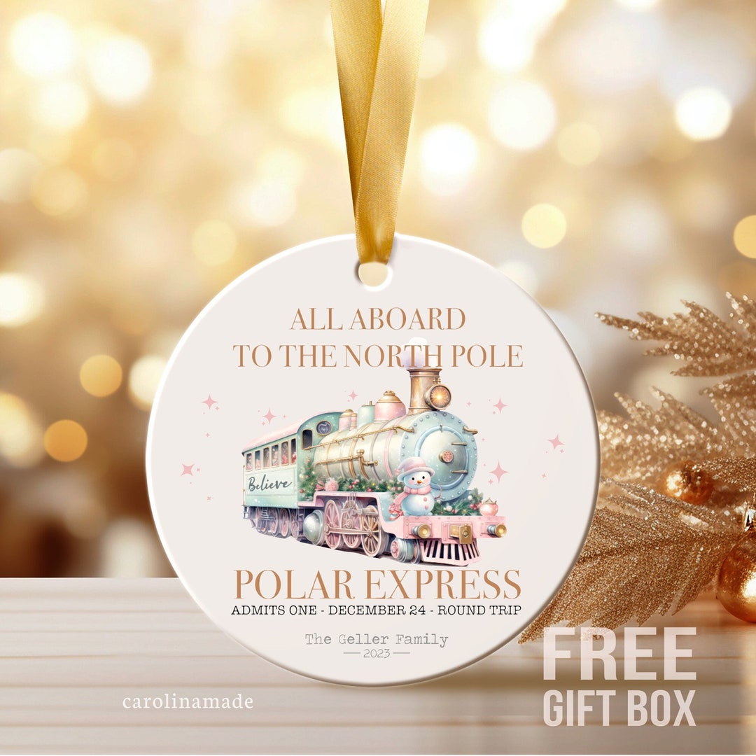 Polar Express Ornament, Personalized Family Polar Express Trip Keepsake