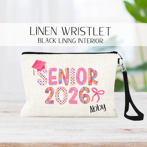 Class of 2026, Senior 2026, Personalized Senior Zippered Pouch, Preppy High School Senior Gifts, Custom 2026 Graduating Senior Makeup Bag