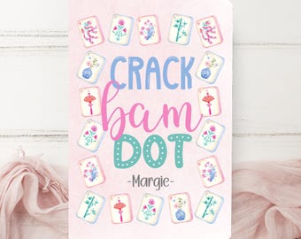 Mahjong Journal, Personalized Mahjong Notebook, Pink Floral Mahjong Tile Journal, Mahjong Game Night, Mahj Score Keeper, Mahjong Gift Ideas