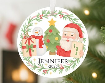 Personalized Santa Mahjong Christmas Ornament, Custom Gift for Mahj Player, Mah Jong Girls Game Night, Group Gift, Mahjong Teacher Gift Idea