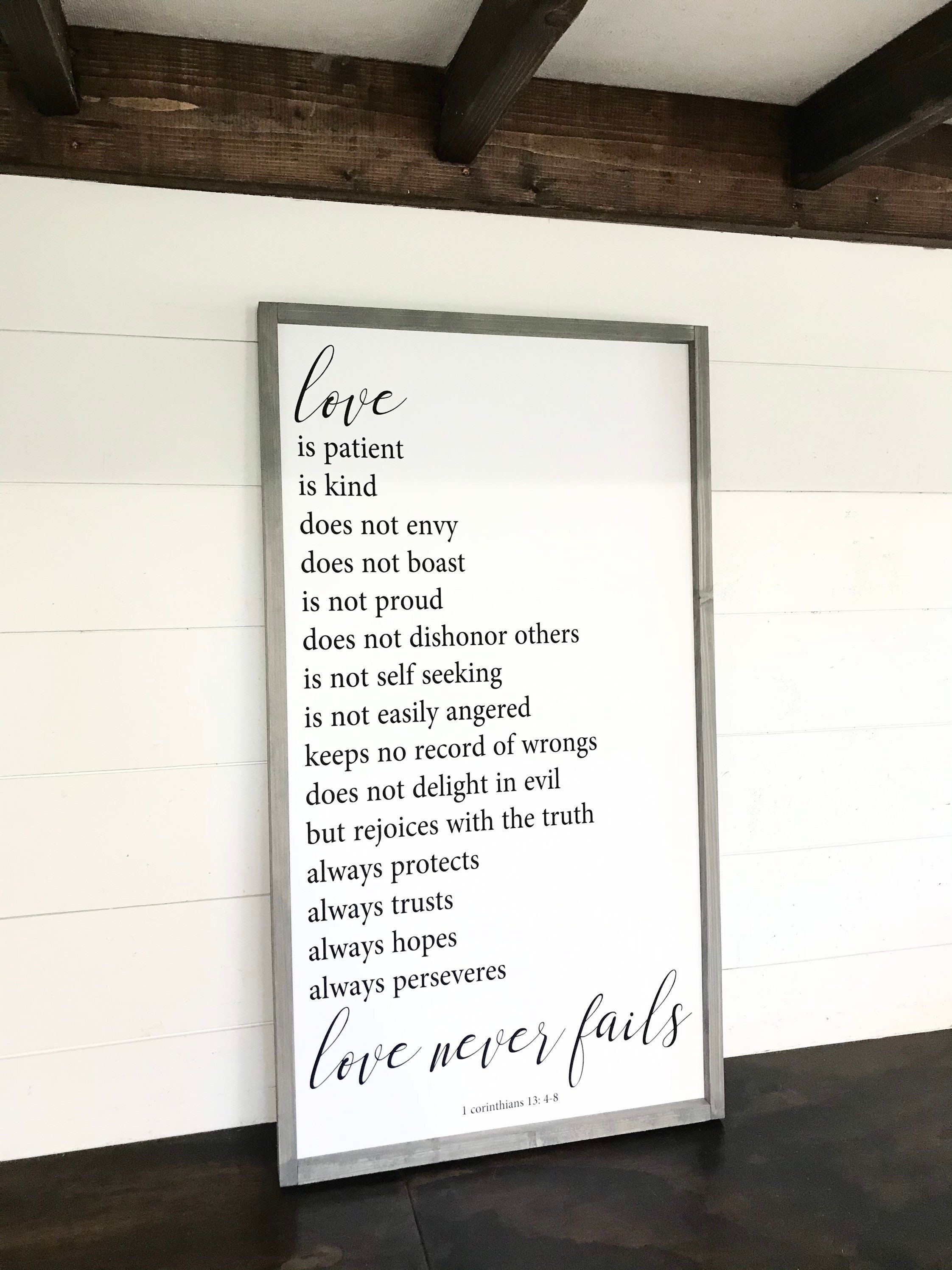 Love is Patient Love is Kind Love Never Fails Sign 1 Corinthians 13 4-8 ...
