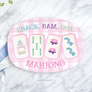 Mahjong Party Platter, Personalized Mahjong Plate, Mother&#39;s Day Gift, Mahjong Birthday Gift, Mahjong Tile Gift Idea, Mahj girls Party Decor