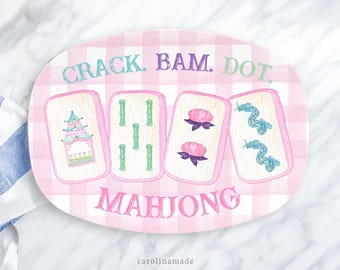Mahjong Party Platter, Personalized Mahjong Plate, Mother's Day Gift, Mahjong Birthday Gift, Mahjong Tile Gift Idea, Mahj girls Party Decor