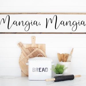 Mangia, Mangia Sign, Mangia Blessing, Italian Decor, Italian Kitchen Sign, Italian wall art, Eat Sign image 1