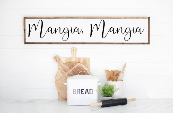 Mangia, Mangia Sign, Mangia Blessing, Italian Decor, Italian Kitchen Sign, Italian wall art, Eat Sign