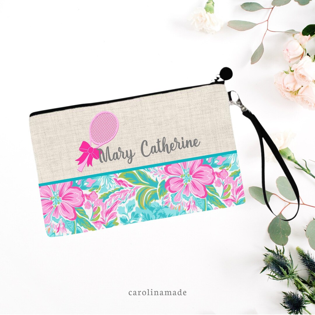 Personalized Preppy Tennis Bag, Personalized Women's Tennis Cosmetic