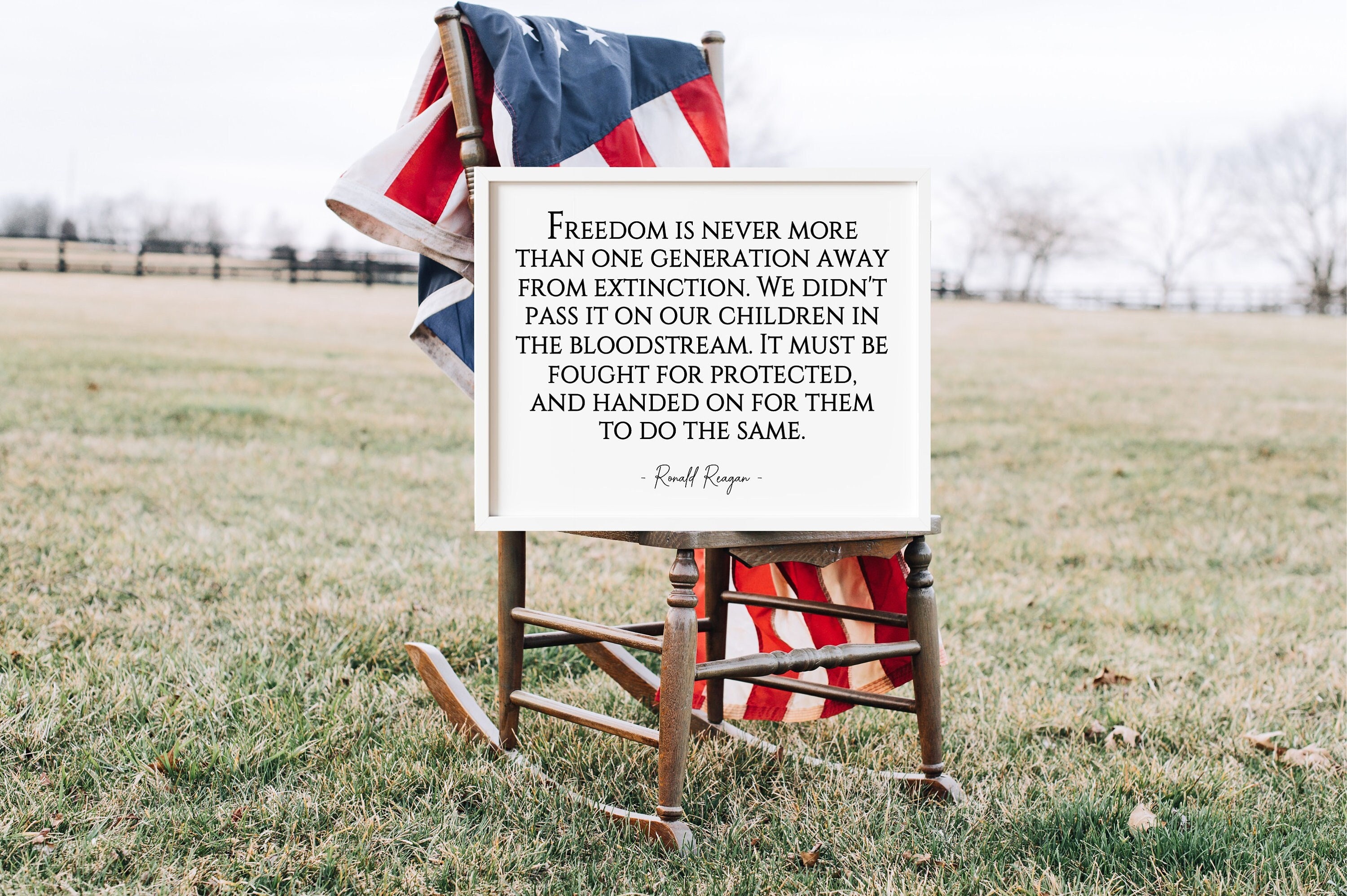 Ronald Reagan Quote, Freedom Wall Art, Patriotic Decor, Military Gift, Military Retirement, Military Wall Art