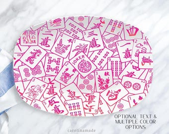 Mahjong Party Platter, Personalized Mahjong Plate, Mother's Day Gift, Mahjong Birthday Gift, Mahjong Tile Gift Idea, Mahj girls Party Decor