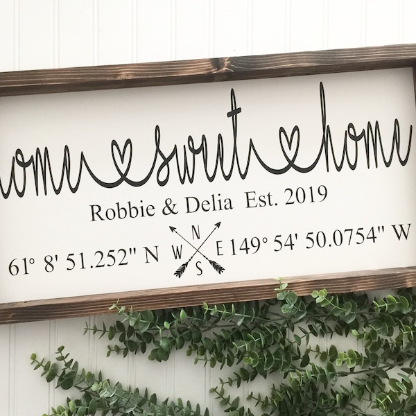 Home Sweet Home Our First Home Coordinates Latitude Longitude, GPS Sign Homebuyer Gift, Real  Estate Sign Housewarming Gift Wood Farmhouse