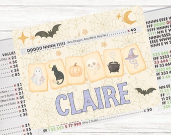 Halloween Mahjong Line Reader, Personalized Mahjong Line Finder Accessory, Halloween Gift for Mahjong Player, Mah Jongg Lover Gift Ideas