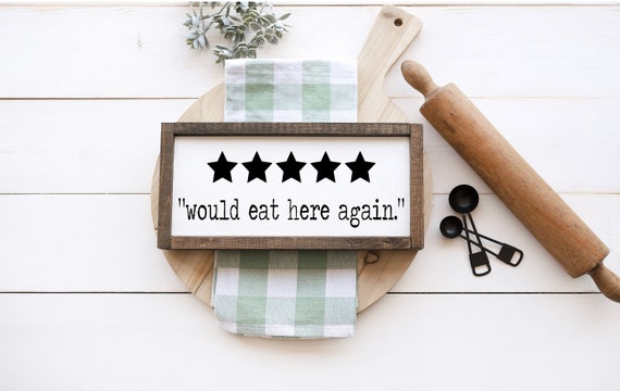 Would Eat Here Again Sign, Kitchen Decor, Funny Kitchen Signs, Framed Wood or Canvas Sign