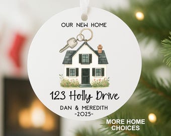 Our New Home Ornament, Personalized House Ornament with Address & Names, First Home Gift, Custom First Christmas in New Home Keepsake Gift