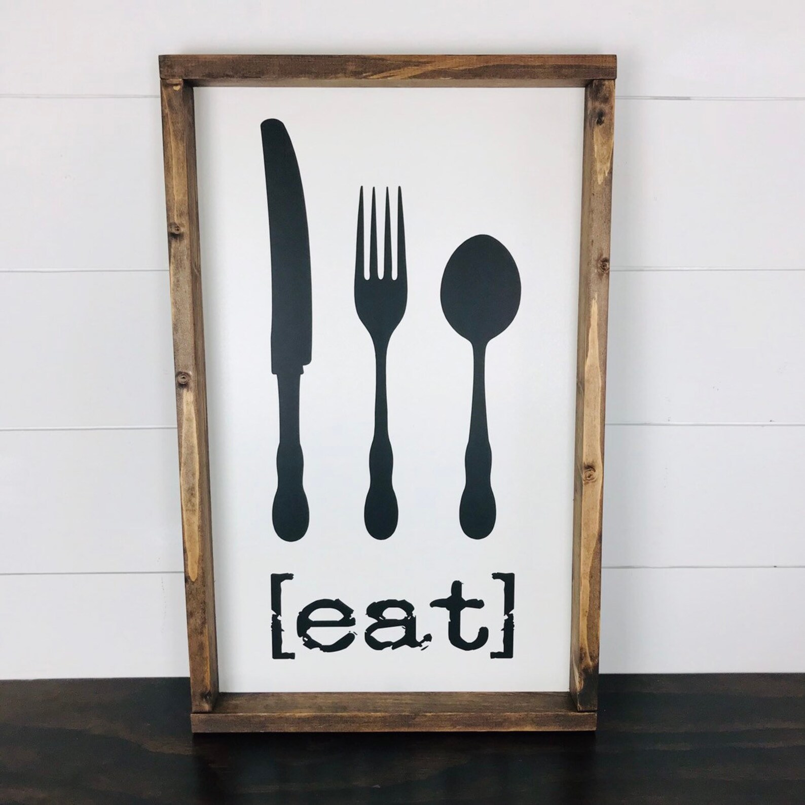 Farmhouse Eat Sign Fork and Spoon Sign Canvas Kitchen Sign Etsy
