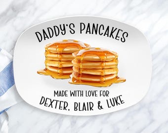 Pancake Platter, Personalized Pancake Plate, Daddy's Pancakes Made with Love, Custom Father's Day Gift, Gift for Mom, Breakfast Serving Tray