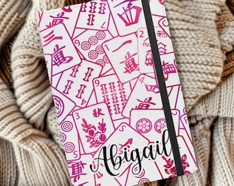 Mahjong Journal, Personalized Mahjong Notebook, Pink Floral Mahjong Tile Journal, Mahjong Game Night, Mahj Score Keeper, Mahjong Gift Ideas