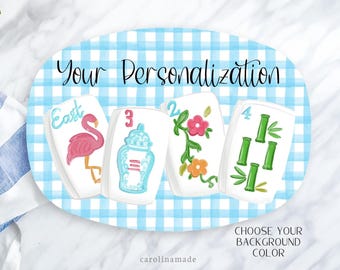 Mahjong Party Platter, Personalized Mahjong Plate, Mother's Day Gift, Mahjong Birthday Gift, Mahjong Tile Gift Idea, Mahj girls Party Decor