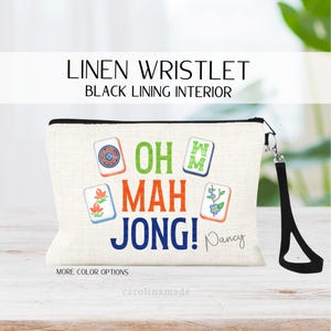 Mahjong Bag, Mah Jongg Bag, Personalized Gift for Mahjong Player, Oh Mah Jong Name Bag, Zipper Pouch for Mahjong, Mahjong Game Night Bag