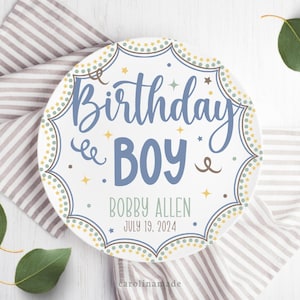 Birthday Boy Party Plate, Personalized Name Plate for Boys, Custom Birthday Cake Plate, Boys First Birthday Keepsake, Reusable Plate