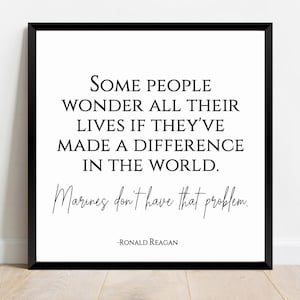 Marine Corps Wall Art, Ronald Reagan Quote, Military Decor, USMC Sign, Military Veteran Gifts, Military Retirement Gift, Patriotic Decor