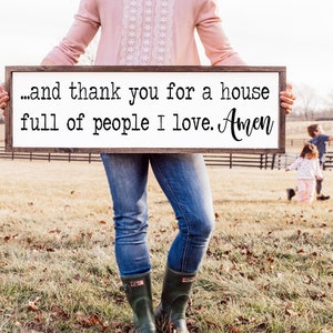 Thank You for a House Full of People I Love Sign, Family Wall Art, Mantle Decor,  Farmhouse Scripture Sign, Christian Wall Art, Housewarming