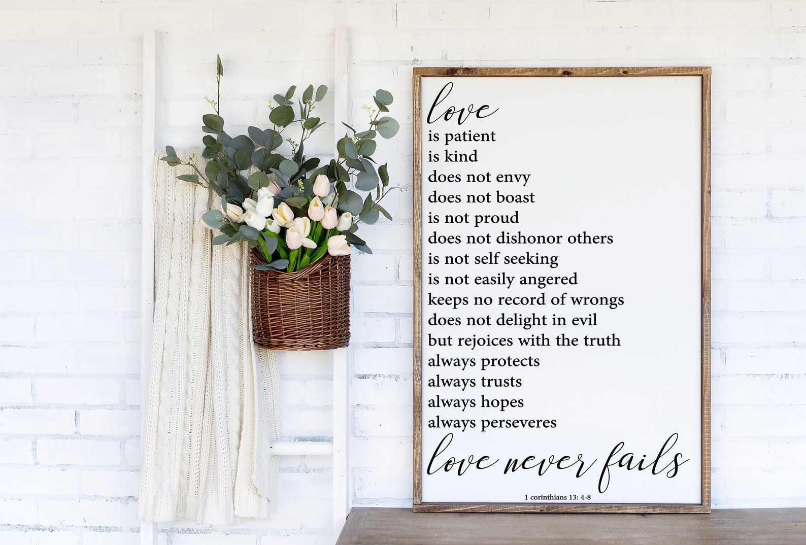 Love is Patient Love is Kind Love Never Fails Sign 1 Corinthians 13 4-8 ...