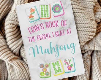 Mahjong Journal, Personalized Mahjong Notebook, Pink Floral Mahjong Tile Journal, Mahjong Game Night, Mahj Score Keeper, Mahjong Gift Ideas
