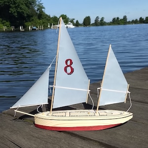 YAWL 11\u201d Wood Model Sailboat Kit-A Seaworthy Small Ship toy boat that really sails-Handmade in the USA-Build in minutes sail a lifetime