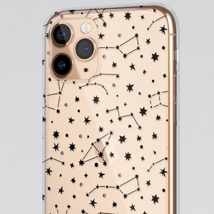 Regalo de Navidad para amantes de la astrología - Funda para iPhone 11 Pro Max de la Vía Láctea, Funda transparente para Samsung Galaxy S9 con signos de astrología, Impresión de Osa Mayor