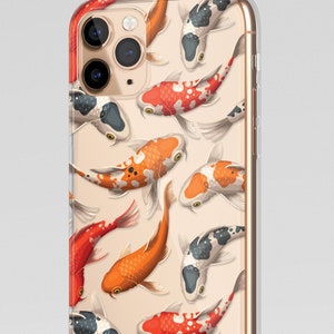 Koi Fish iPhone 15 Pro Max Cover, Japanese Fishes Transparent Phone Case