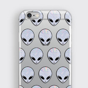 Clear Alien iPhone Case Space Lover Gift with Holographic UFO Design for iPhone 11, 12 Mini, 13 Mini, 14 Pro & XR image 1