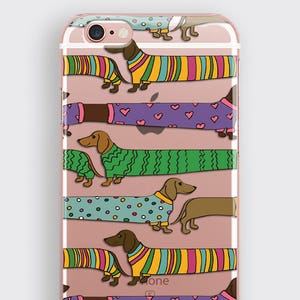 Doorzichtig iPhone 16 Pro-hoesje met teckelprint: cadeau voor worsthondenliefhebber
