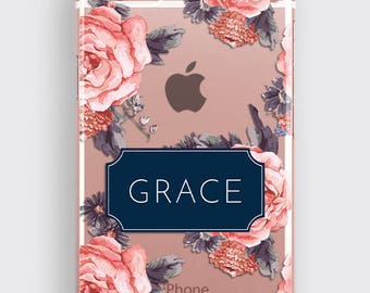 Personalized Flower Gift Samsung Case Clear iPhone Case, Bridesmaid Gift iPhone 13 Case Personalized Floral iPhone Case Gift for Her