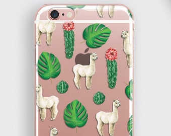llama iPhone XS Max and Samsung S9 Plus Case with Cactus Plant, Alpaca iPhone XR phone cover - Animal iphone 8 Case