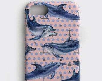 Dolphin iPhone 8 Plus Case - Vintage Fish Samsung Galaxy S9 Case, iPhone XS Phone Cover