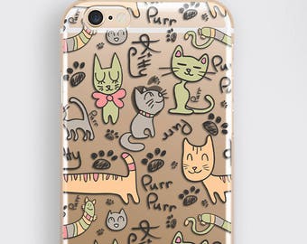 Sött genomskinligt kattskal till iPhone - present till kattälskare för iPhone SE, 11, 12, 13 och 14 Pro Max, present till kattungeägare med tydlig design