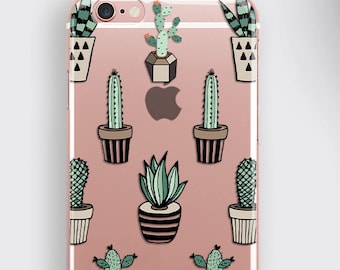 Samsung Galaxy S8 Case Cactus Plant Phone Cover, Clear iPhone Case Cacti iPhone 7 Case Succulent iPhone SE Case Mothers day Gift