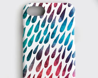 Watercolor Art iPhone XS Case Rainbrow Samsung Cover, Rainbow Samsung Galaxy S8 Plus Case Rain S7 Edge Raindrop Garland Phone Case