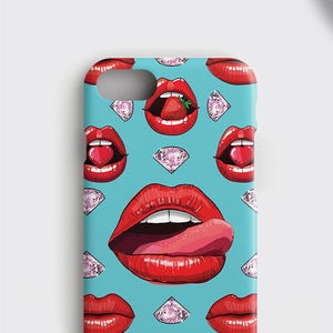 Tumblr lippen iPhone 7 geval Diamond iPhonegeval X - popart telefoon geval lippen iPhone 8 + geval Diamond iPhone 6S Case dochter cadeau voor haar