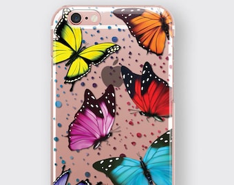 Funda transparente con diseño de mariposa para teléfono: ideal para amantes de los animales