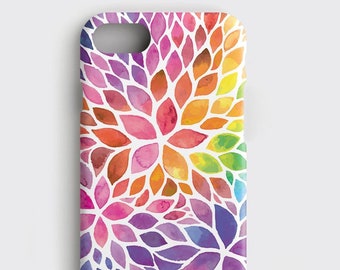 Watercolor Floral iPhone XS Case Cute Samsung Cover, Rubber Floral Samsung Galaxy S8 Case Protective iPhone SE Case Gift iPhone 6 Plus Case