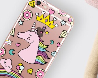 Unicorn Cat Flamingo Lion Clear Transparent TPU Phone Case