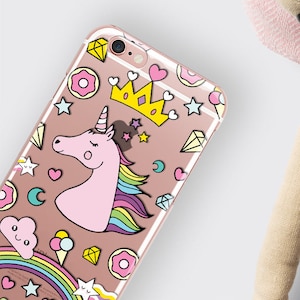 Rainbow Unicorn doorzichtig telefoonhoesje Tumblr iPhone 7-hoesje - Samsung Galaxy S8 S7 Edge-hoesje LG G6-hoesje schattig iPhone 6S 7 Plus-hoesje