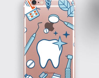 Clear Dentist Gift Phone Case for Her - Dental Hygienist and Assistant Graduation Gift with Teeth Design for iPhone 13 Pro Max and Samsung