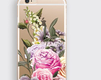 Daisy Clear iPhone 7 Case White Rose iPhone 6 Case - Rose Red iPhone SE Case Transparent iPhone 6S Plus Floral Samsung Galaxy S8 Plus Case