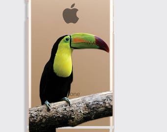 Tropical Bird iPhone 8 Case, Toucan Art Print Samsung S9 Case Gift for Her iPhone X Clear Case - Exotic Bird iPhone SE Case Galaxy S8 Case