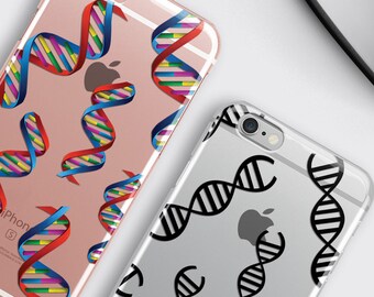 Étui de téléphone ADN Molecular iPhone 13 Pro - Étui biologiste Samsung Galaxy S9 Étui pour chercheur en sciences Cadeau pour iPhone 8+ Étui transparent pour iPhone