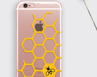 Honeycomb Honeybee Clear Phone Case: iPhone & Galaxy